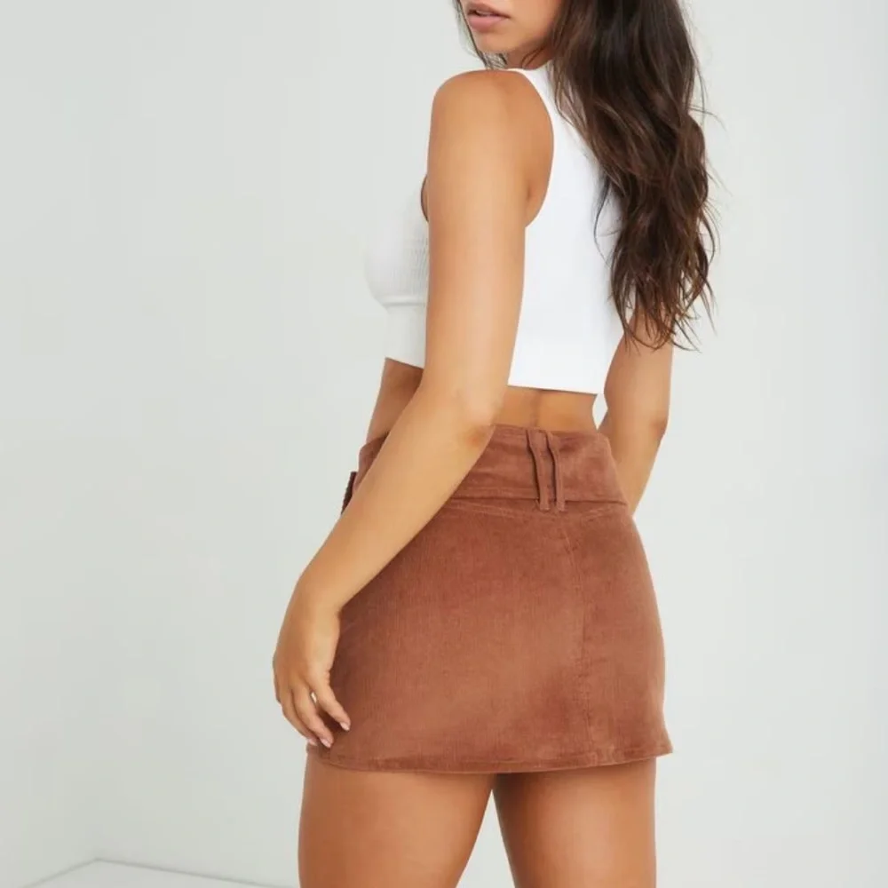 Garage low rise corduroy belted mini skirt brown xsmall